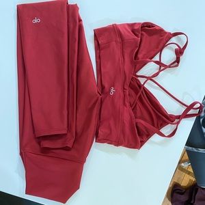 Matching AloYoga legging and bra outfit